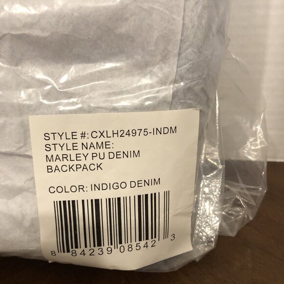 Christian Lacroix Marley PU Denim Backpack in Indigo Denim  10” x 8” x 3.5” - Picture 7 of 7